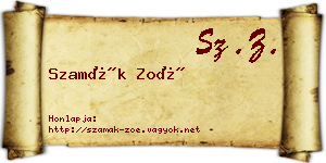 Szamák Zoé névjegykártya